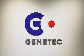 Genetech signboard and logo